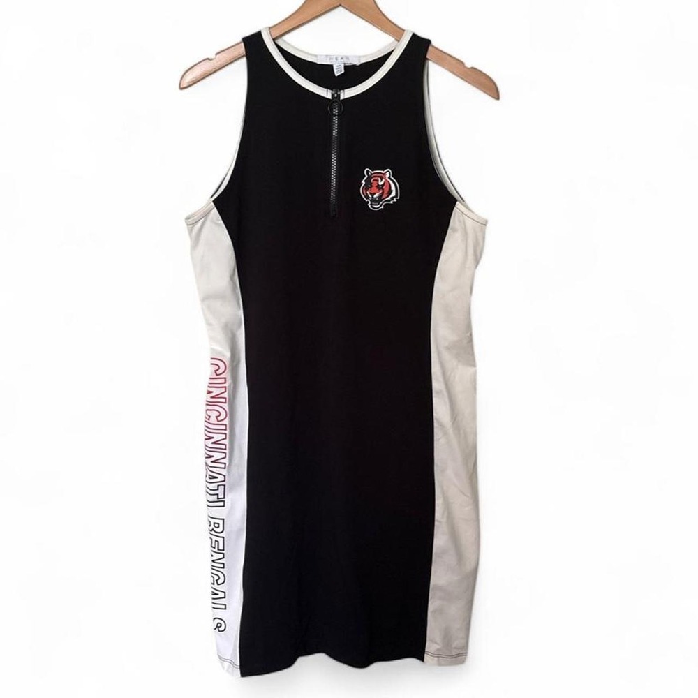 Cincinnati Bengals black & white athletic tank dress with vertical text NFL M